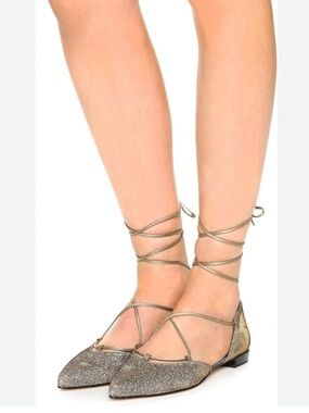 Stuart Weitzman Shoes Gilligan Metallic Lace-Up Shoes Flats size 6